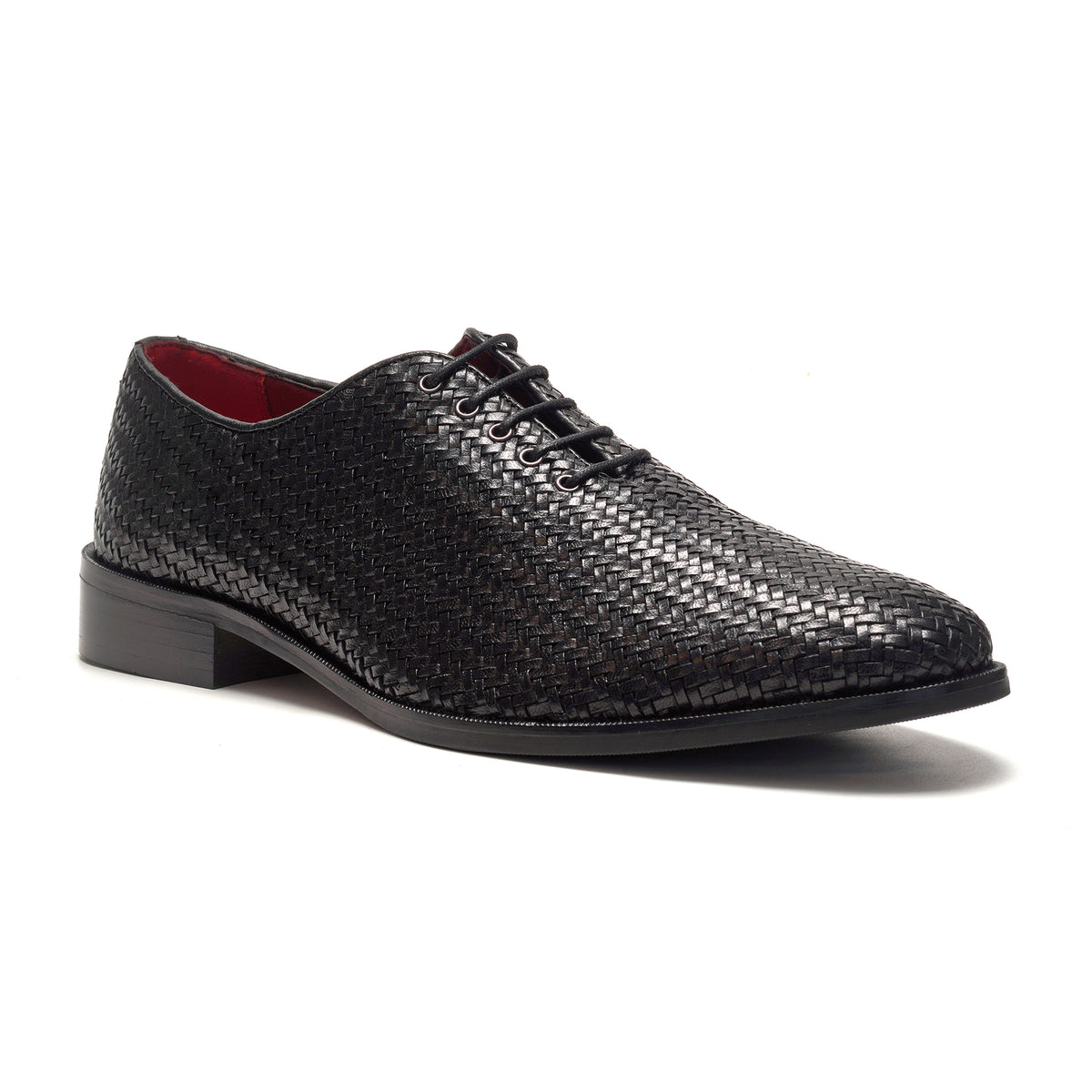 Woven Rhythm Leather Lace-up // Black