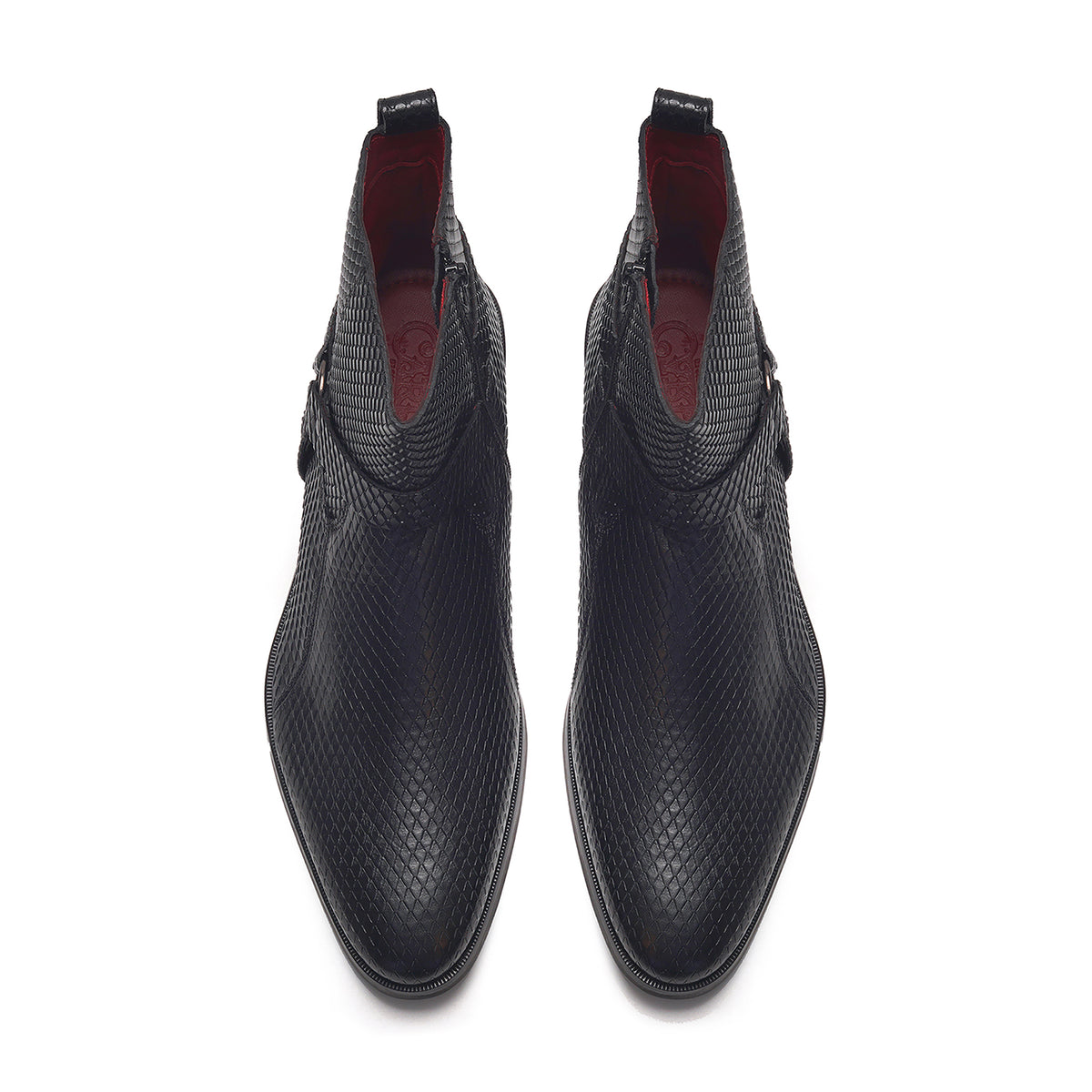 Diamond Harness Leather Boot // Black
