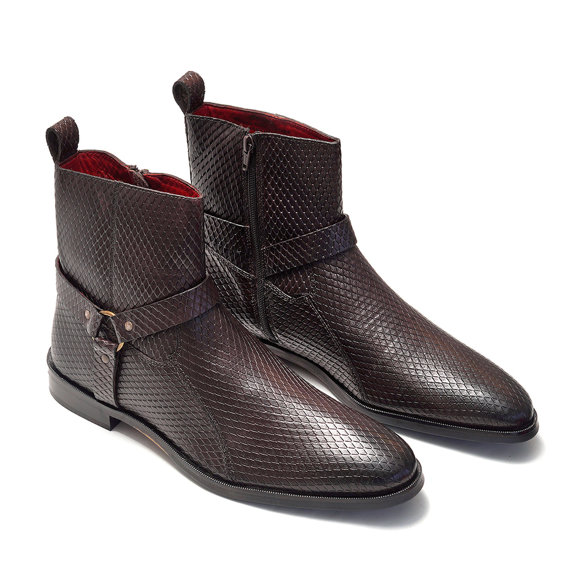 Diamond Harness Leather Boot // Brown