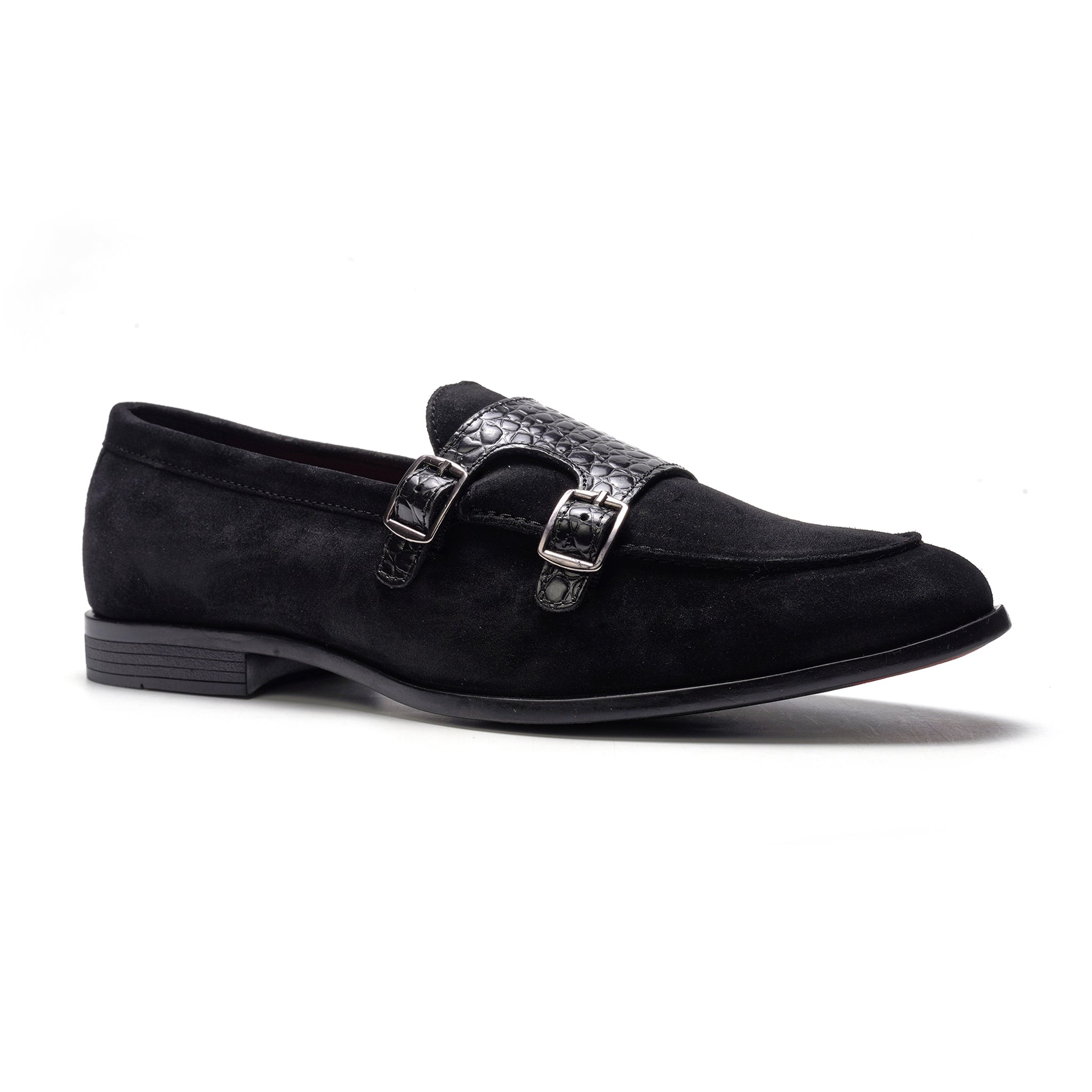 Virtuoso Double Monk Loafer // Black Croco