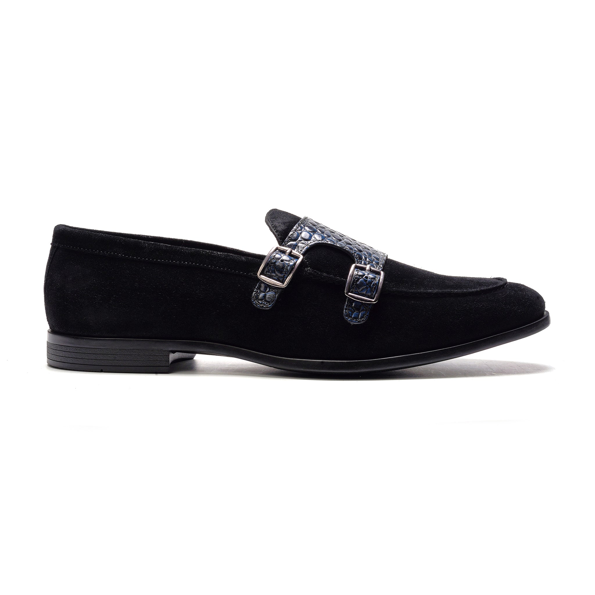 Virtuoso Double Monk Loafer // Navy Croco