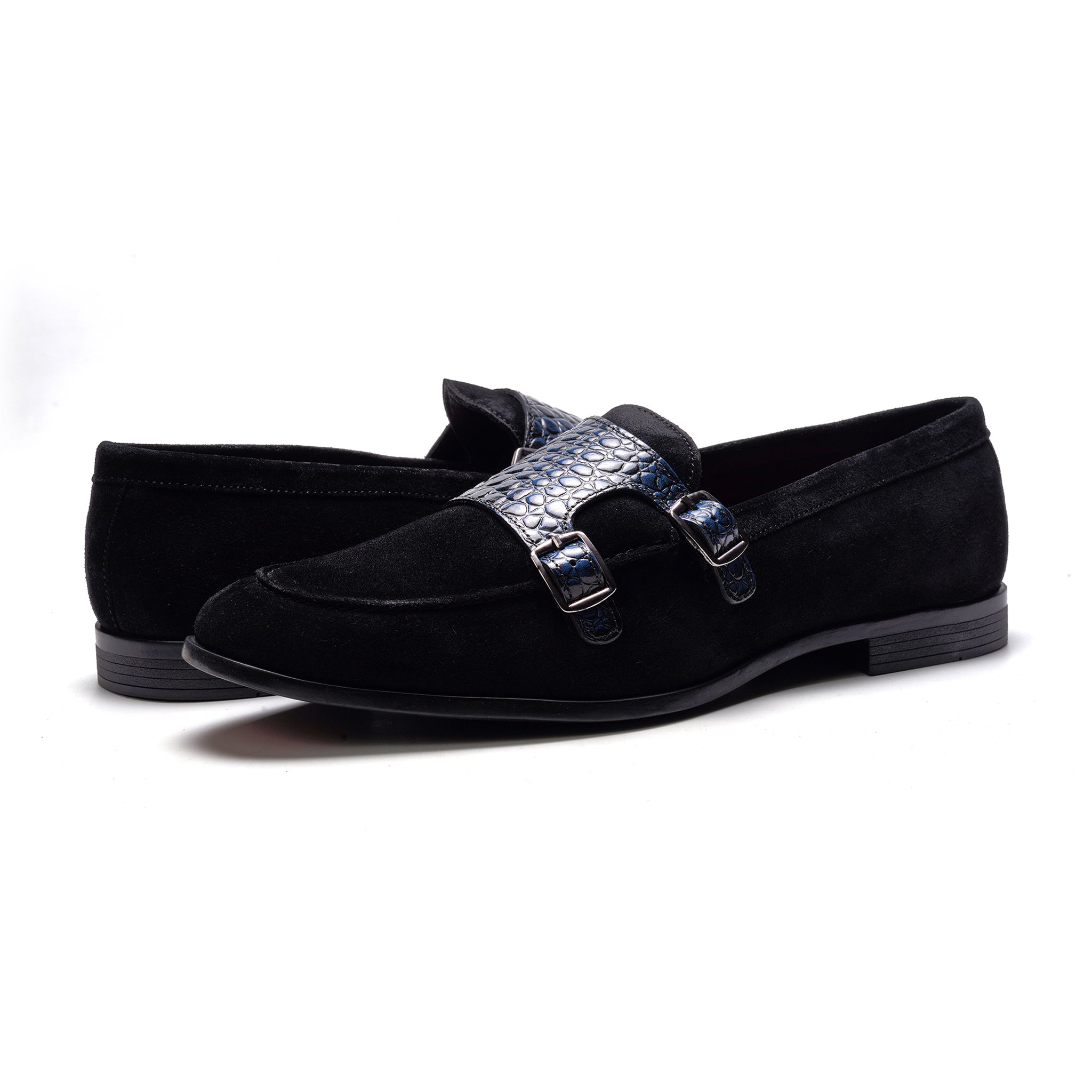 Virtuoso Double Monk Loafer // Navy Croco