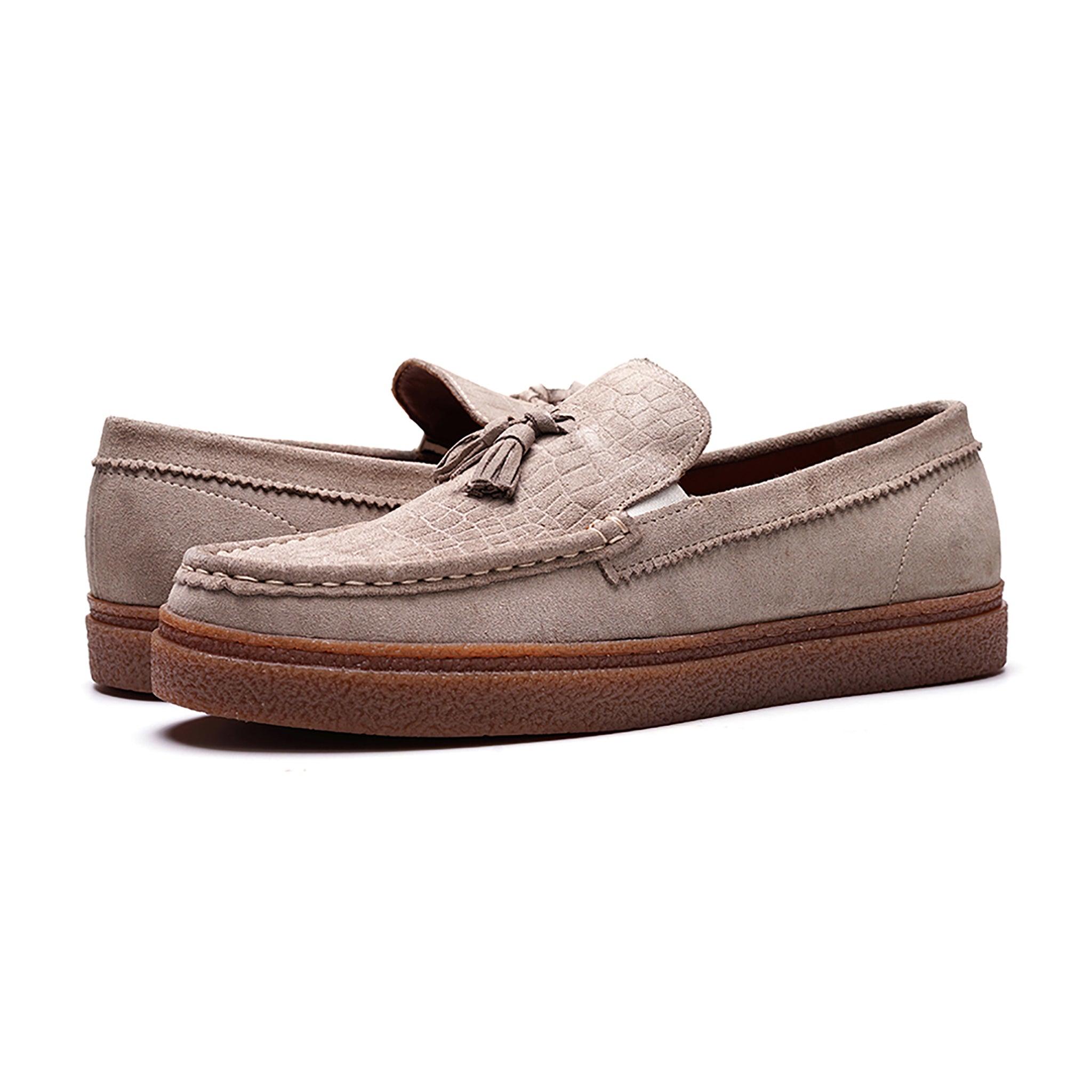 Baez Tassel Sneaker // Earth Grey Suede