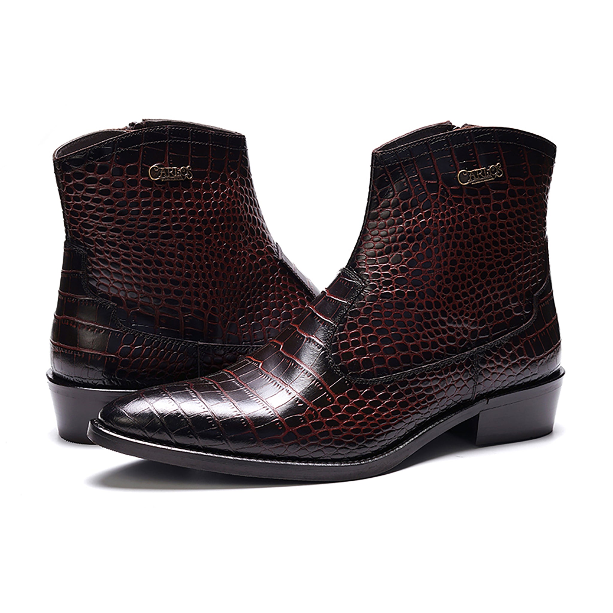 Zappa Cowboy Boot // Croco Brown Leather