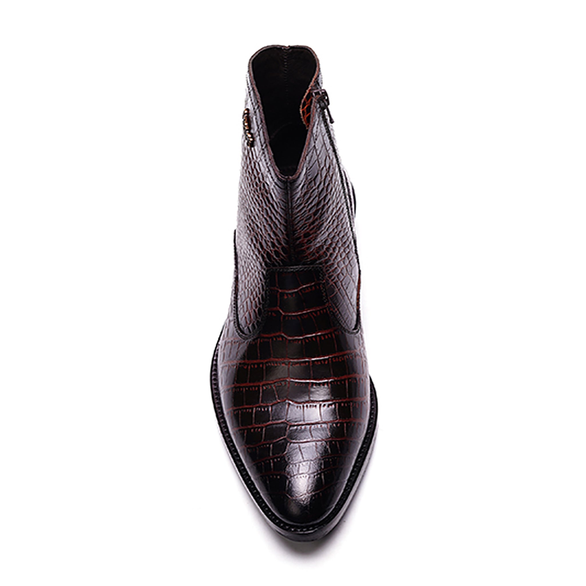 Zappa Cowboy Boot // Croco Brown Leather