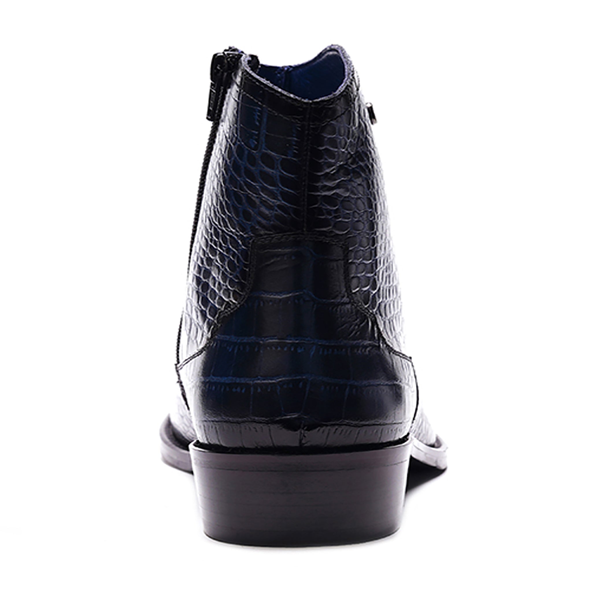 Zappa Cowboy Boot // Croco Navy Blue Leather