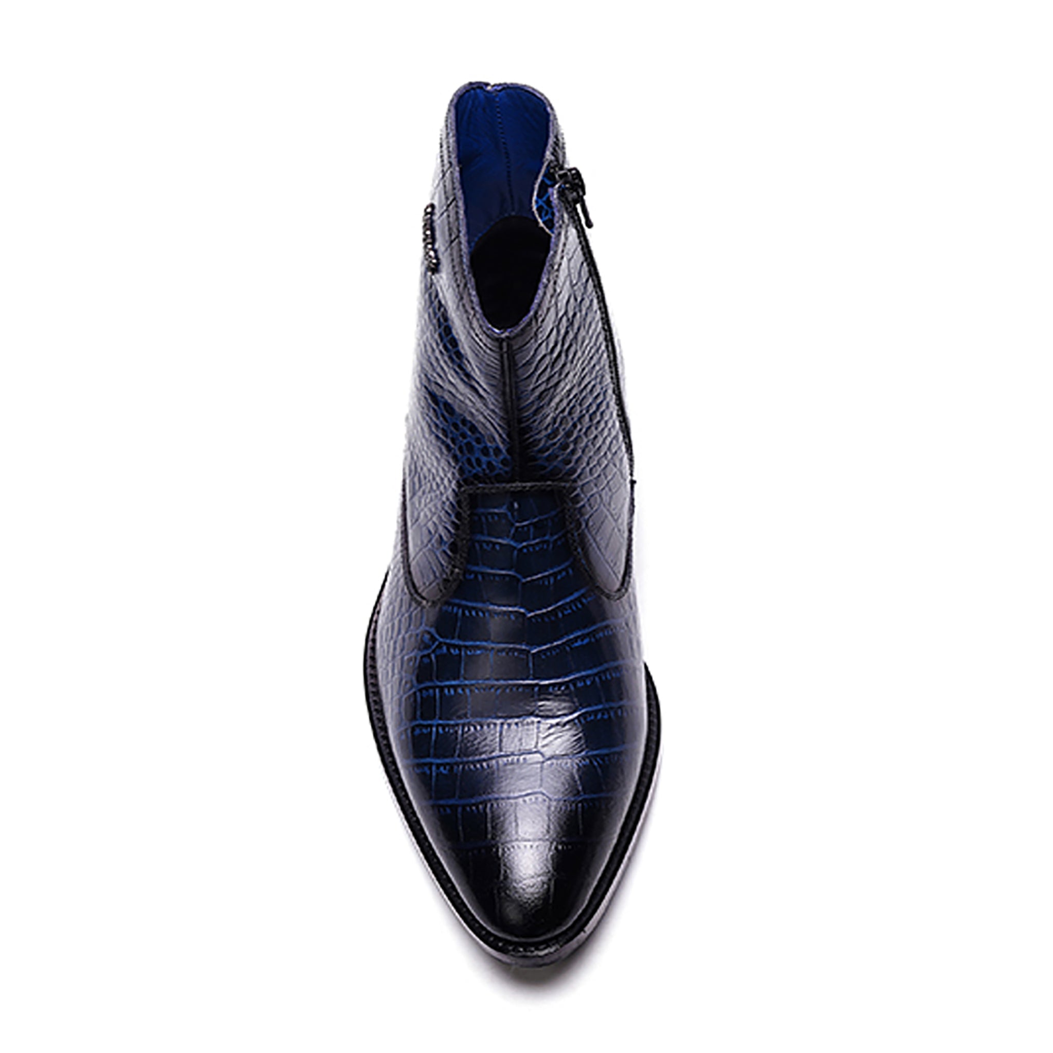 Zappa Cowboy Boot // Croco Navy Blue Leather