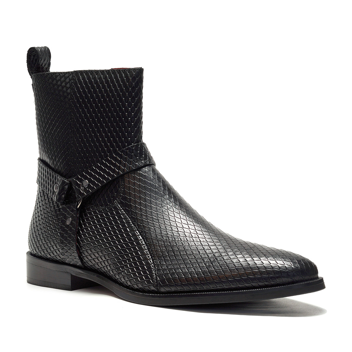 Diamond Harness Leather Boot // Black