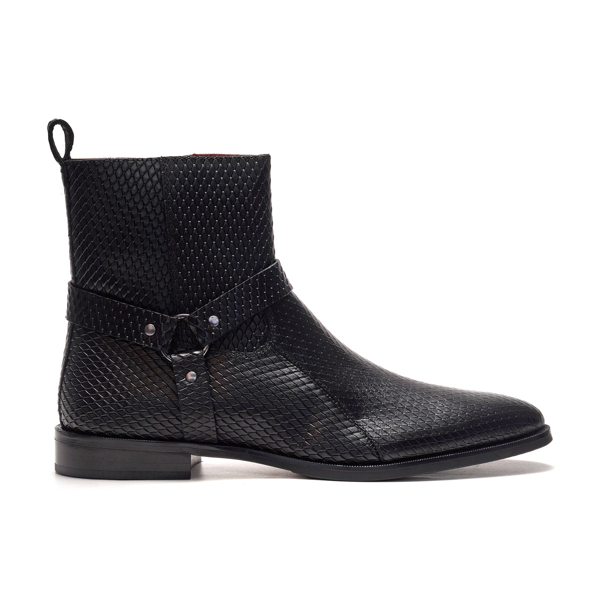 Diamond Harness Leather Boot // Black