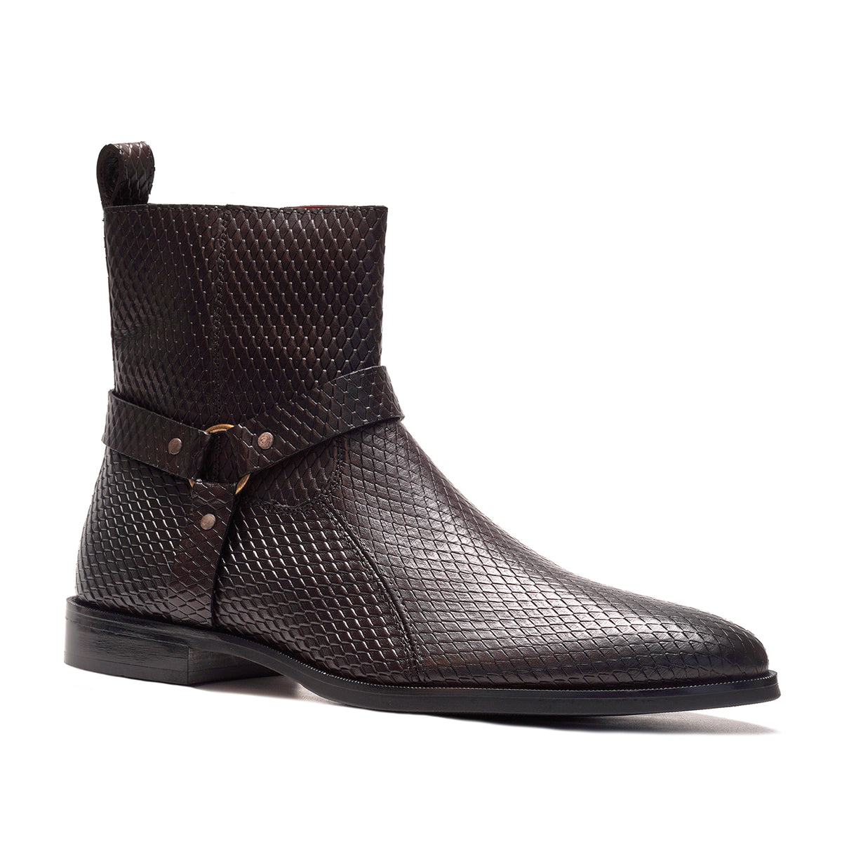 Diamond Harness Leather Boot // Brown