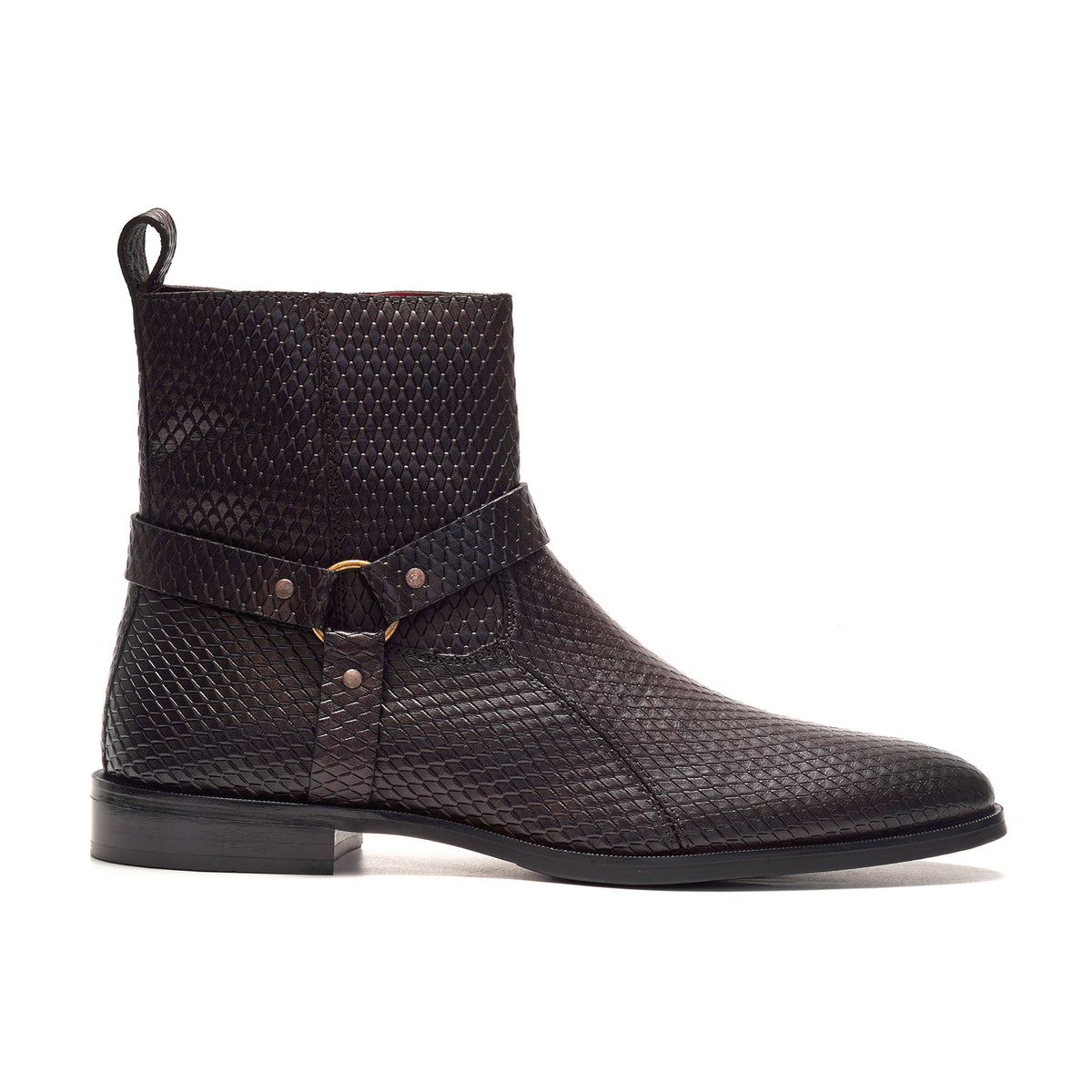 Diamond Harness Leather Boot // Brown