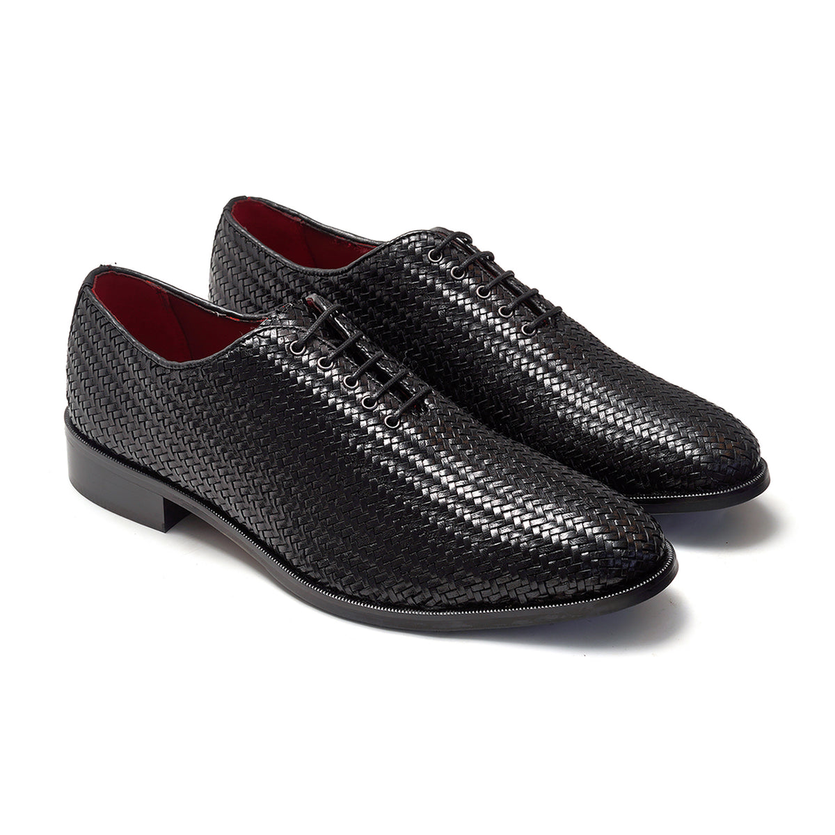 Woven Rhythm Leather Lace-up // Black