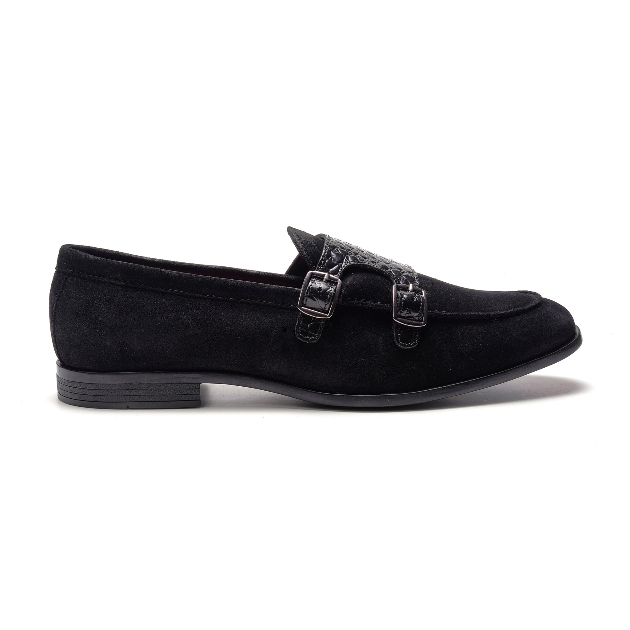 Virtuoso Double Monk Loafer // Black Croco