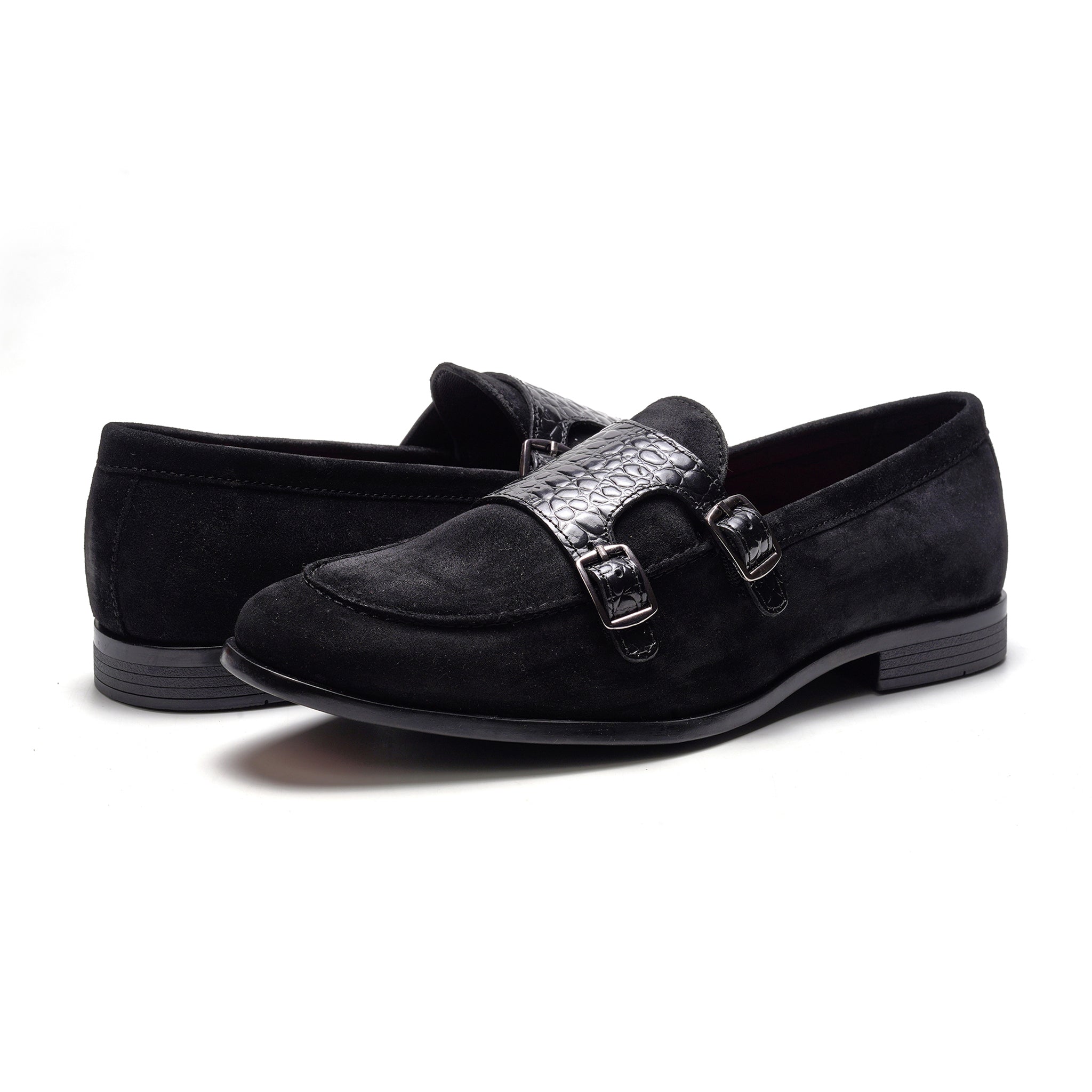 Virtuoso Double Monk Loafer // Black Croco