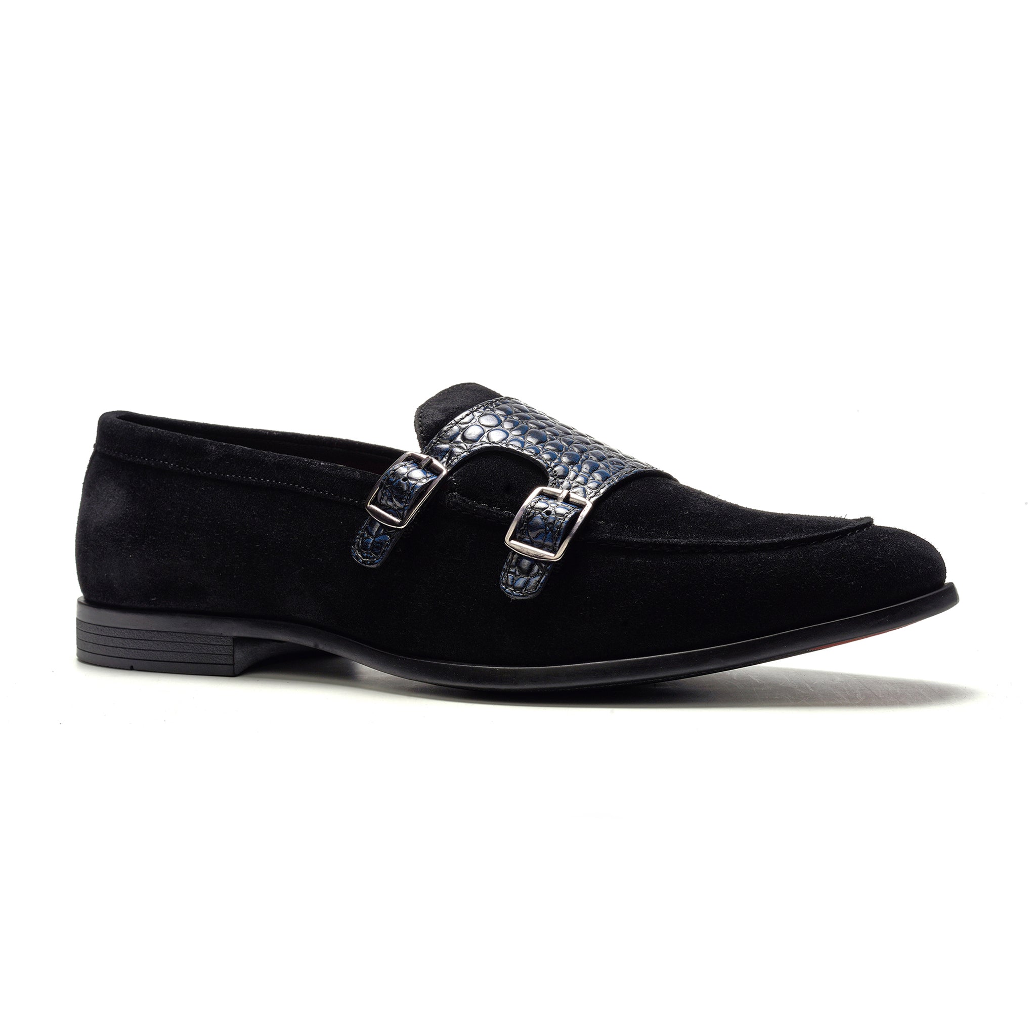 Virtuoso Double Monk Loafer // Navy Croco