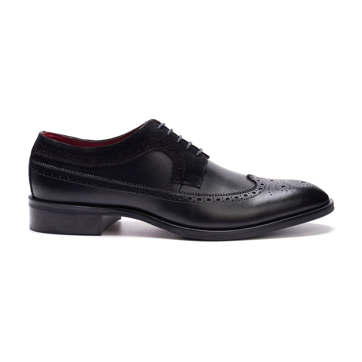 Kuru Warhol Wingtip Leather Shoes Comfort Size 9.5 Black Lace Up Ronan Black Brushed Leather Lug Wingtip Shoes main image 4