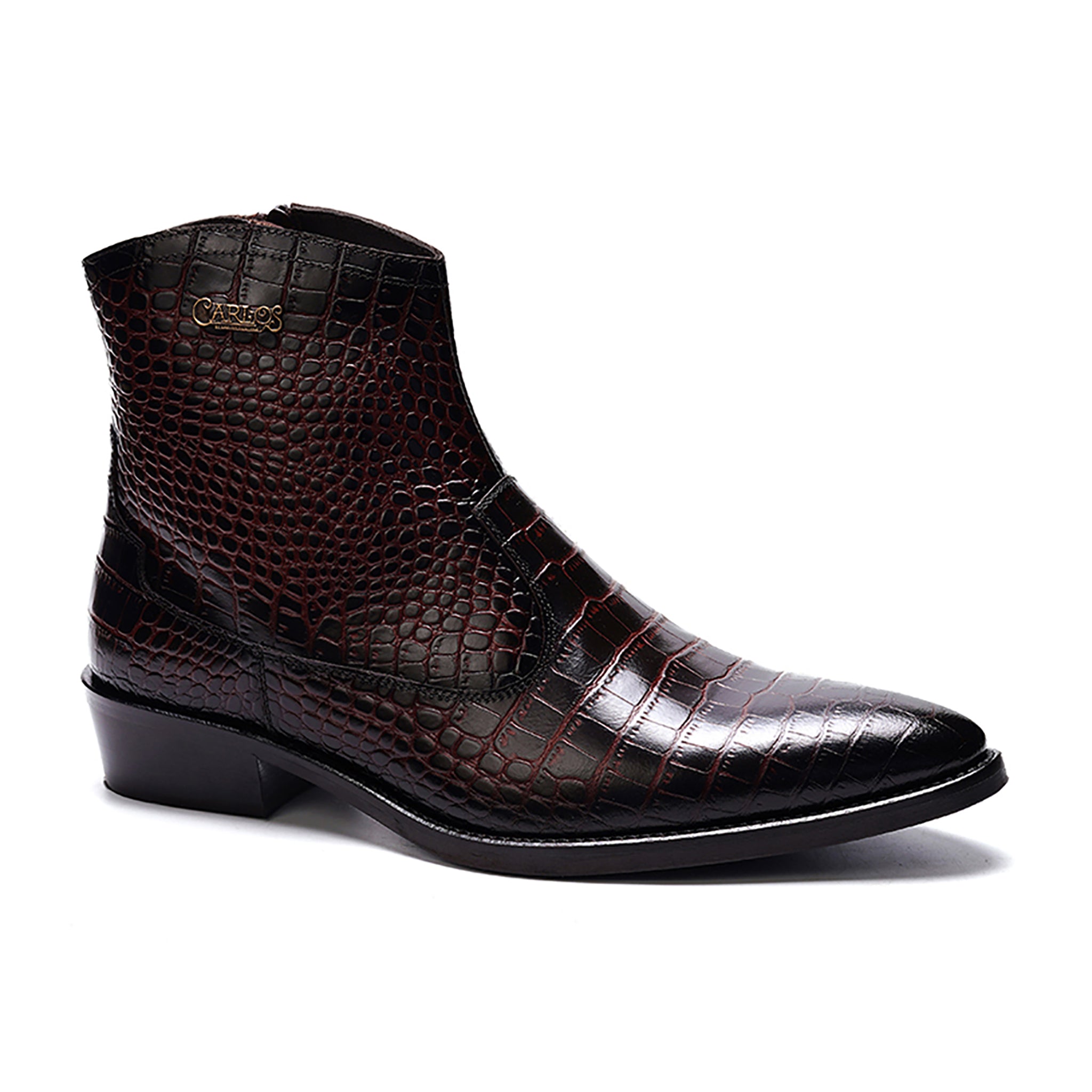 Zappa Cowboy Boot // Croco Brown Leather