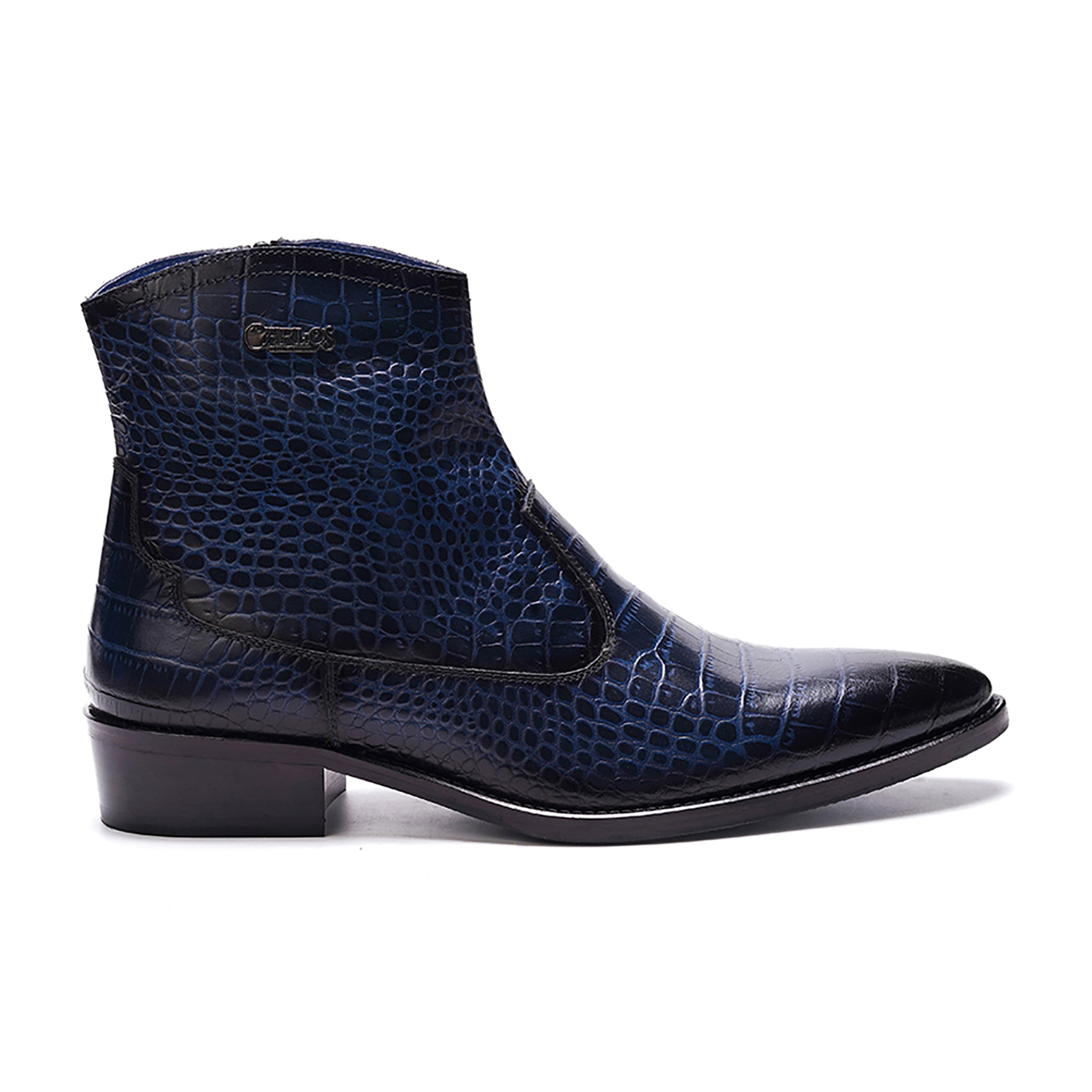 Zappa Cowboy Boot // Croco Navy Blue Leather