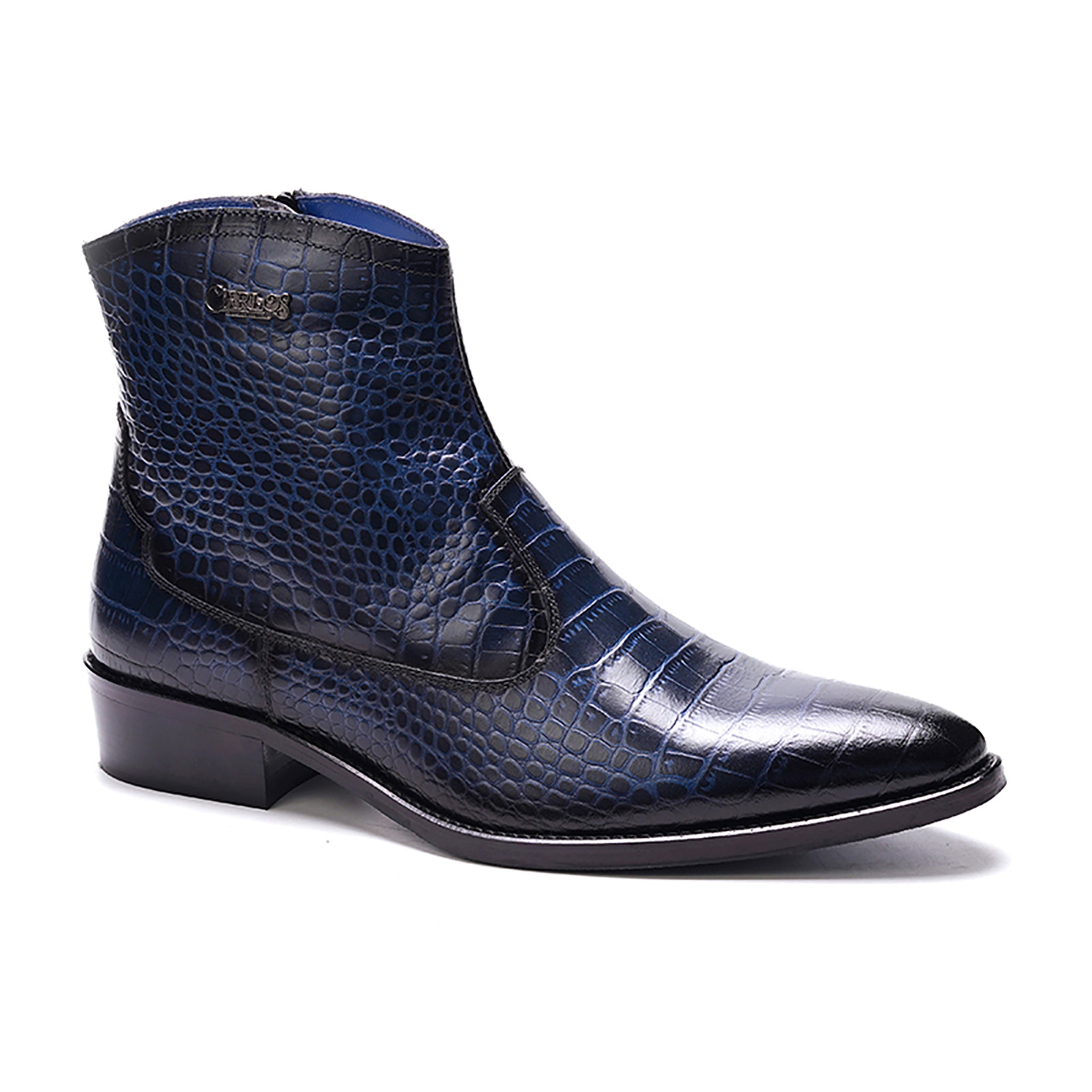 Zappa Cowboy Boot // Croco Navy Blue Leather
