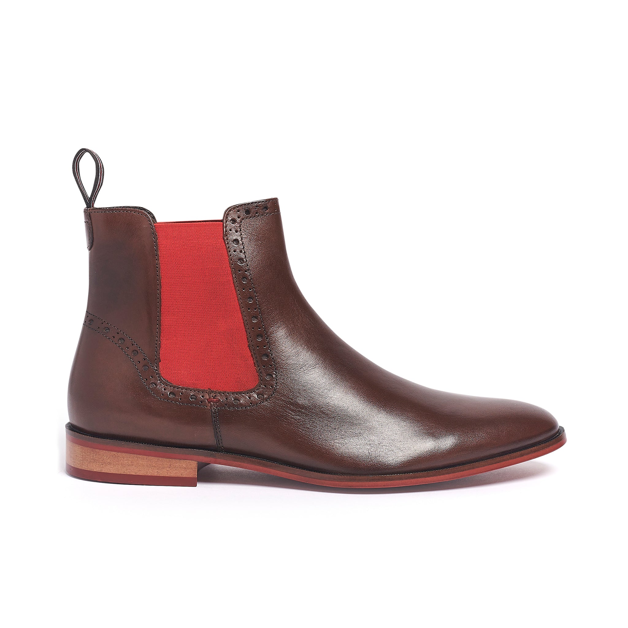 Red leather cheap chelsea boots