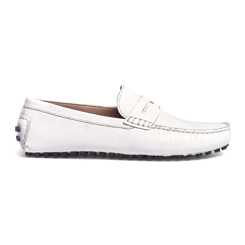 Ritchie Driver Leather Slip-On - White Luxe Comfort & Style